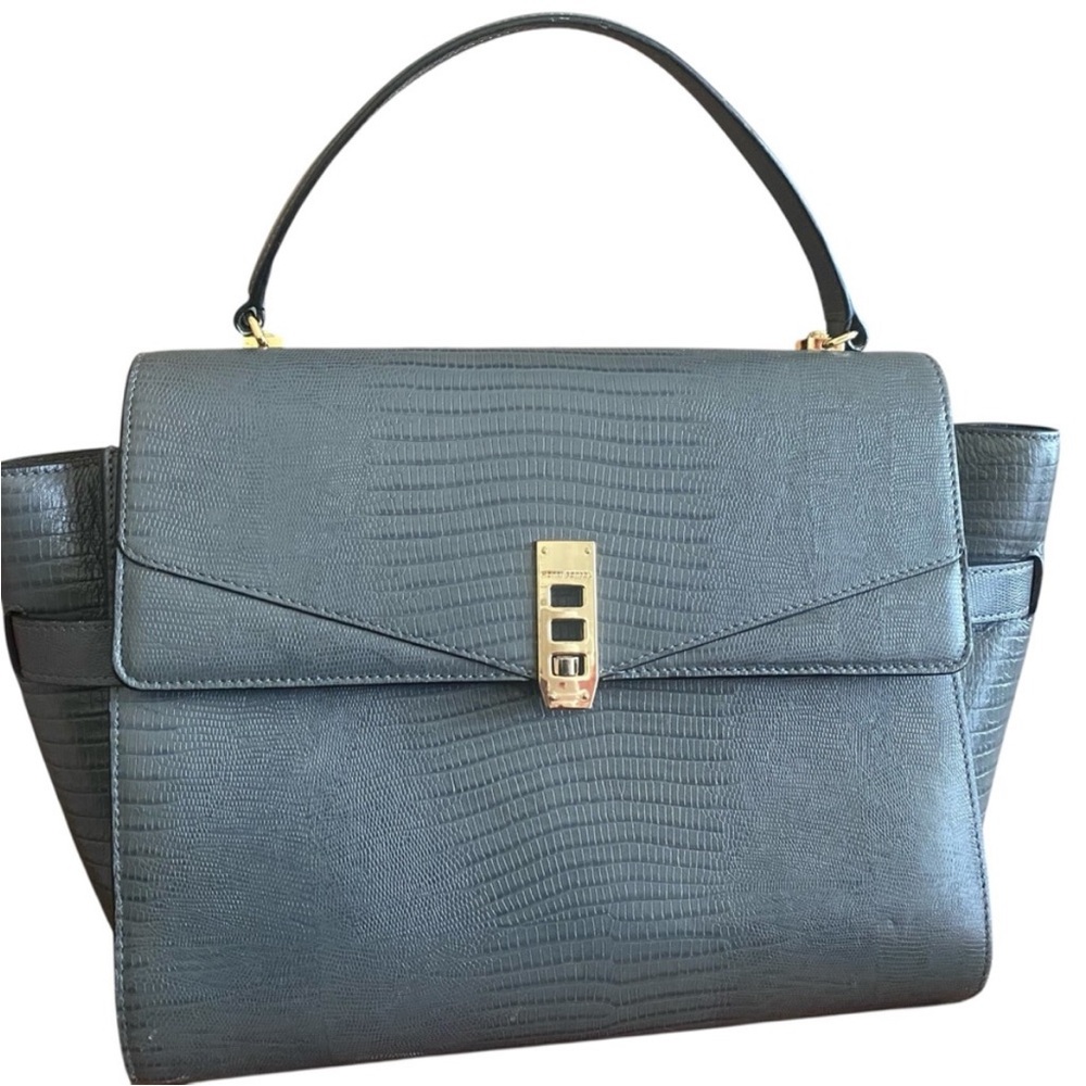 Henri Bendel Grey Uptown Satchel Lizard